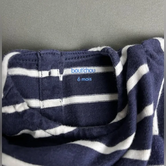 BOUT'CHOU Baby dress white and blue stripe size 6M - Picture 3 of 6
